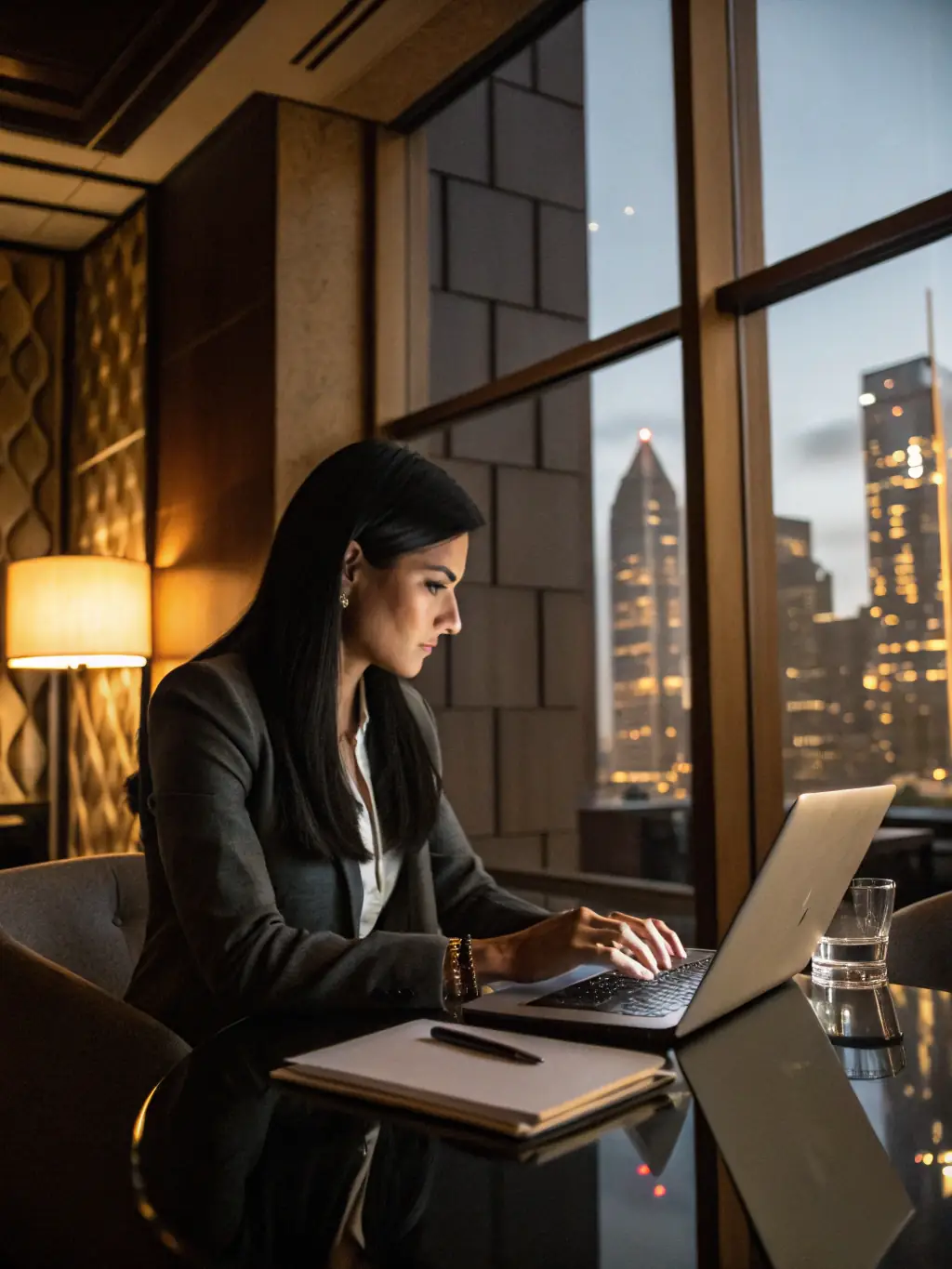 A professional writer is crafting a blog post on a laptop in a bright, modern office setting, symbolizing blog writing services.